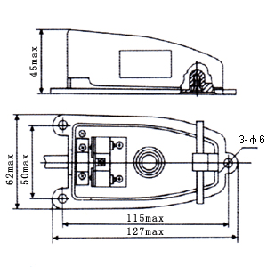 EKW-5A-B腳踏開關(guān)安裝尺寸